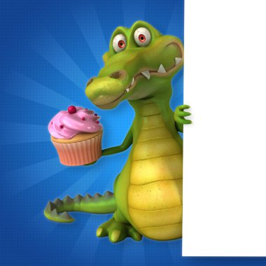 Timsah holding kartı ve cupcake 