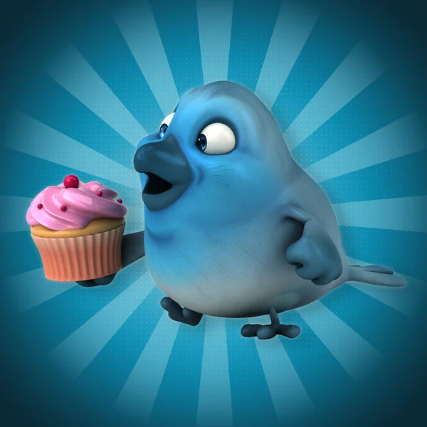 Pájaro sosteniendo cupcake —  Fotos de Stock