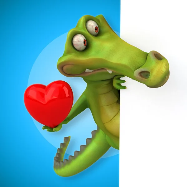 Krokodil gazdaság kártya és a szív — Stock Fotó