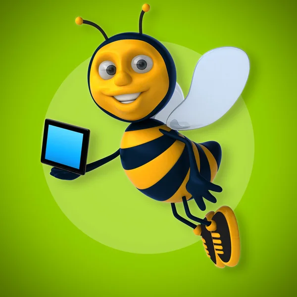 Biene hält Tablet in der Hand — Stockfoto