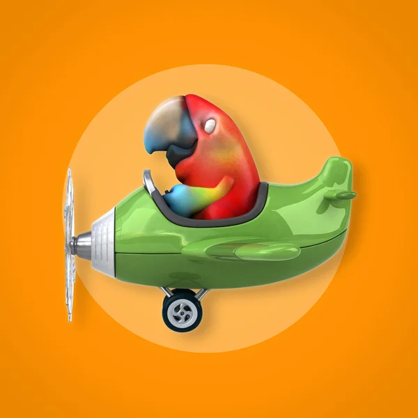 Lustiger Papagei im Flugzeug — Stockfoto