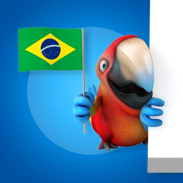 Parrot holding flag — Stock Photo, Image