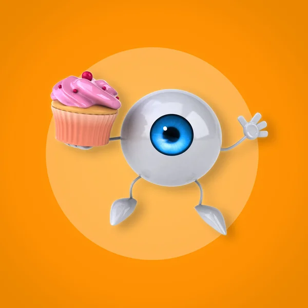 Eye holding cupcake — Stock Photo, Image