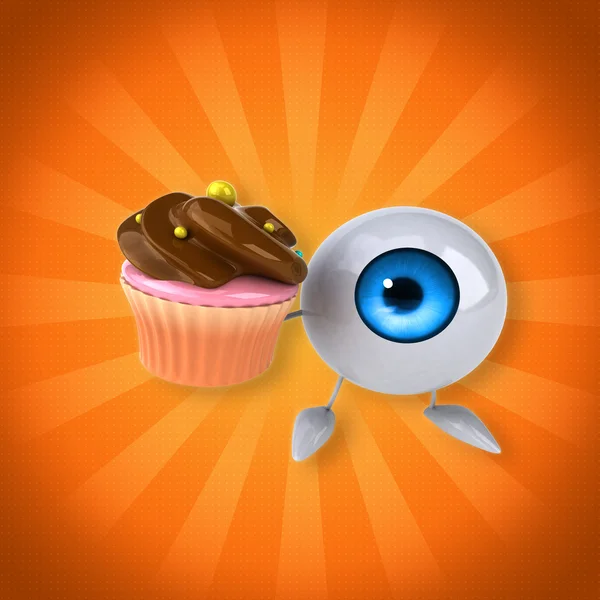 Occhio che tiene cupcake — Foto Stock