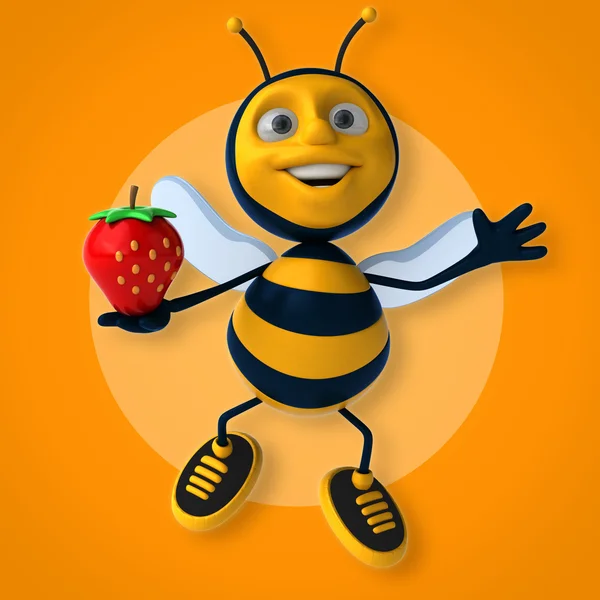 Μέλισσα εκμετάλλευση φράουλα — Φωτογραφία Αρχείου