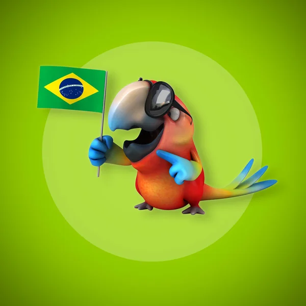 Parrot holding flag — Stock Photo, Image