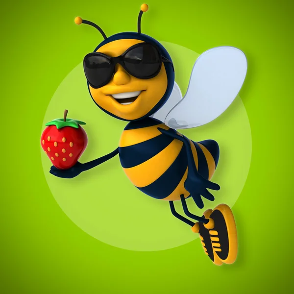 Bee holding aardbei — Stockfoto