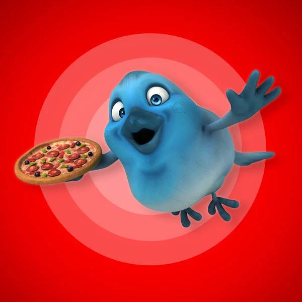 Bird holding pizza — Stock Photo, Image