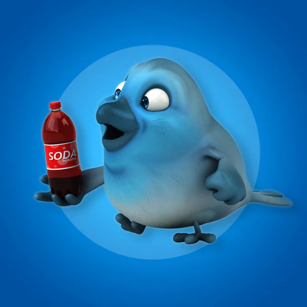 Bird holding soda — Stock Photo, Image