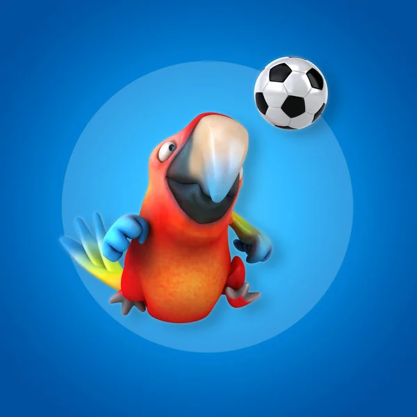 Papagaio engraçado com bola — Fotografia de Stock