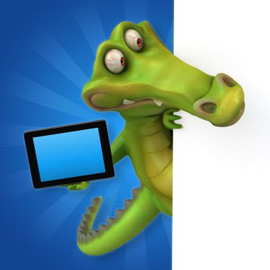 Timsah holding kartı ve tablet