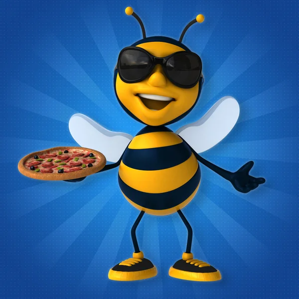 Biene hält Pizza — Stockfoto