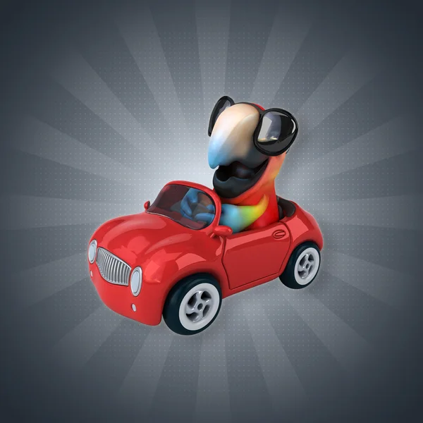 Parrot driving car — Stock Photo, Image