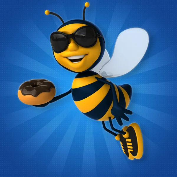 Bee holding donut — Stockfoto