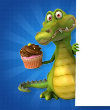 Timsah holding kartı ve cupcake 