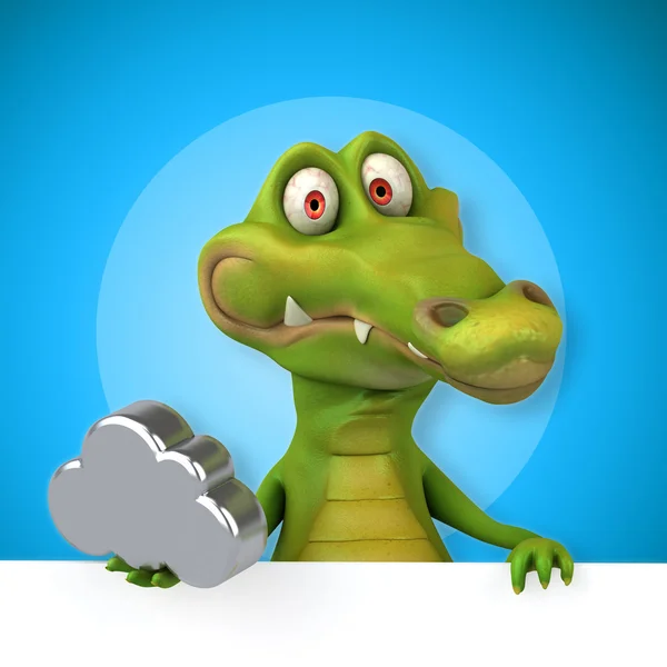 Crocodile holding cloud and card — Stock Photo, Image