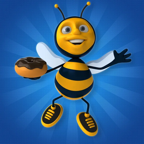 Bee holding donut — Stockfoto
