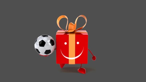 Подарок с футбольным мячом — стоковое видео