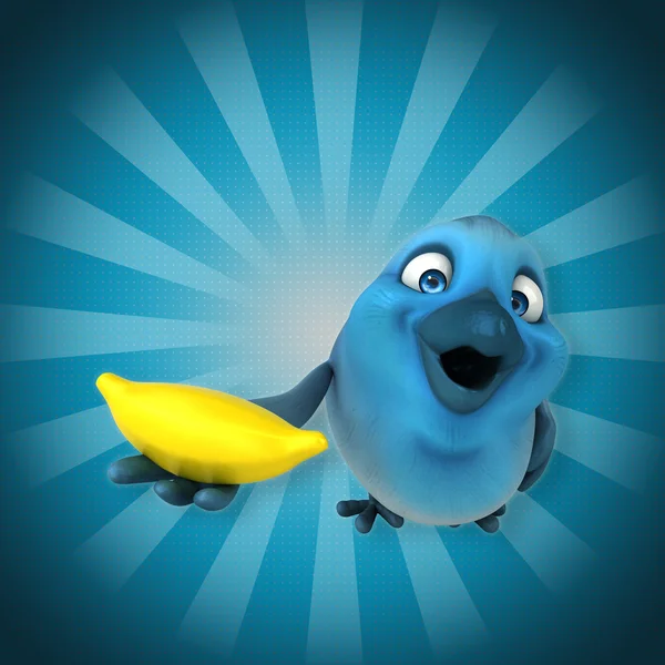 Pássaro segurando banana — Fotografia de Stock