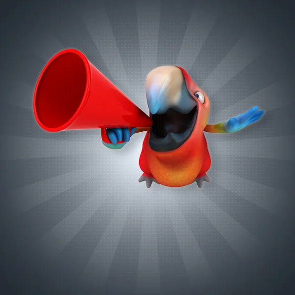 Papagaio segurando alto-falante — Fotografia de Stock