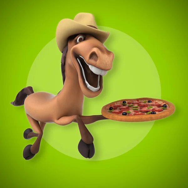Кінь холдингу піци — стокове фото
