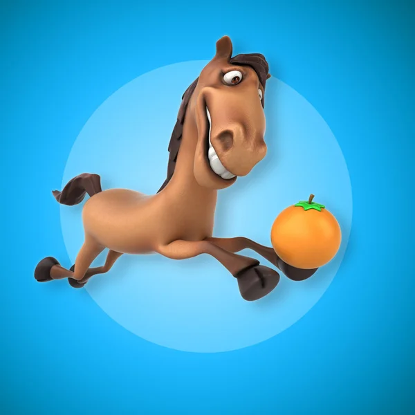 Horse holding orange — Stock Photo, Image