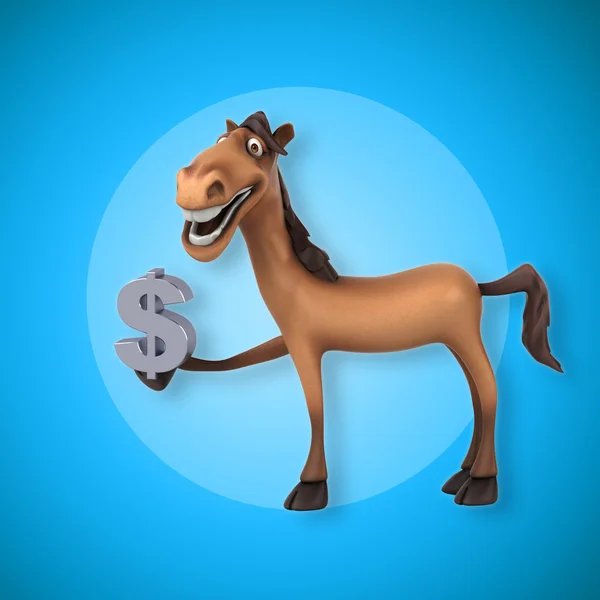 Horse holding dollar sign — Stock Photo, Image
