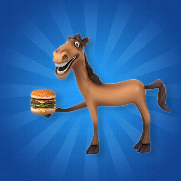 Ata holding burger — Stok fotoğraf