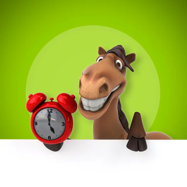 Paard bedrijf kaart en klok — Stockfoto