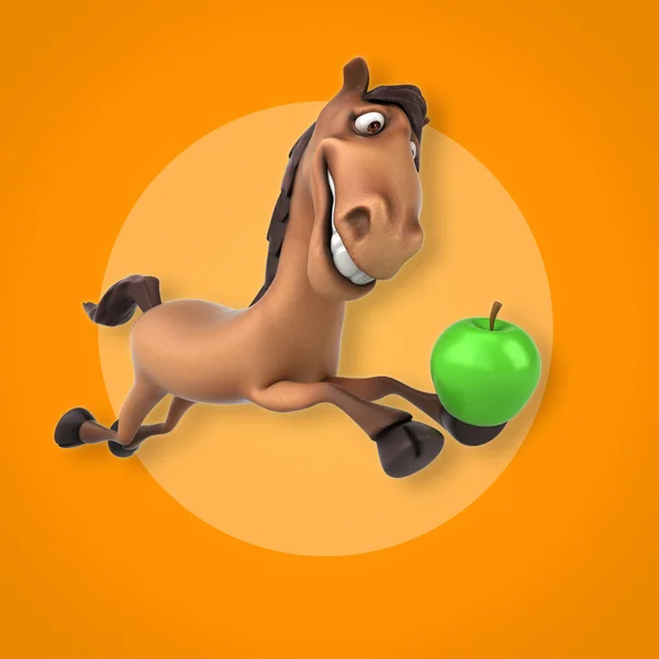 Лошадь держит яблоко — стоковое фото