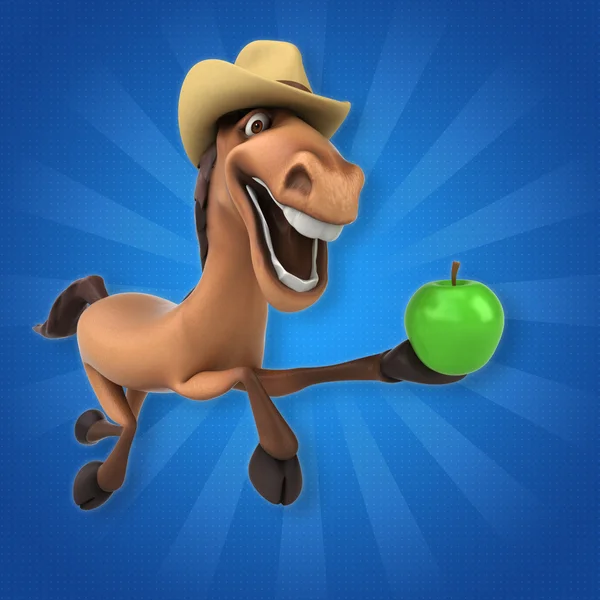 Pferd hält Apfel — Stockfoto