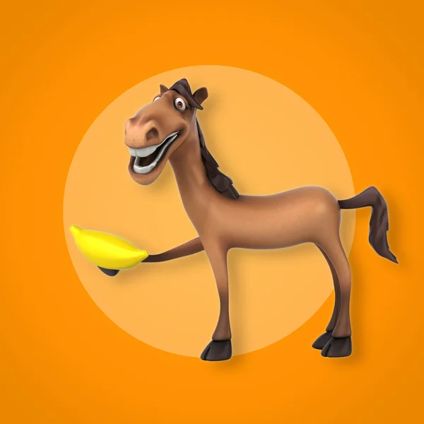Horse holding banana — Stock Photo, Image
