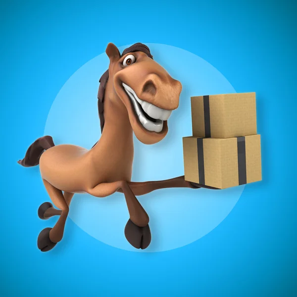 Horse holding boxes — Stock Photo, Image