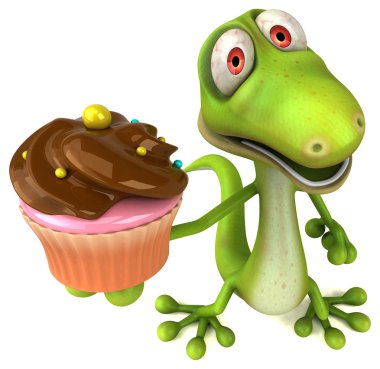  kertenkele holding cupcake 