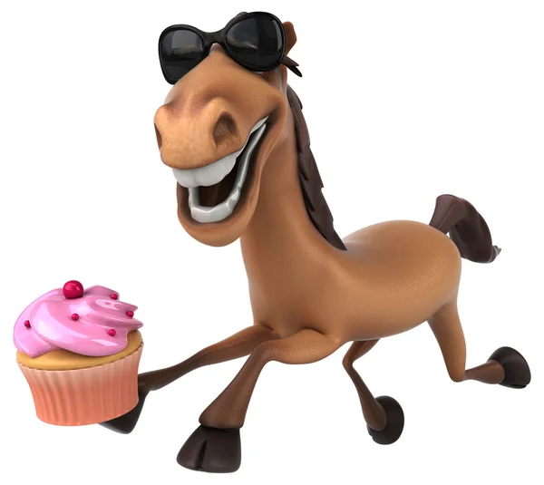 Konia gospodarstwa cupcake — Zdjęcie stockowe
