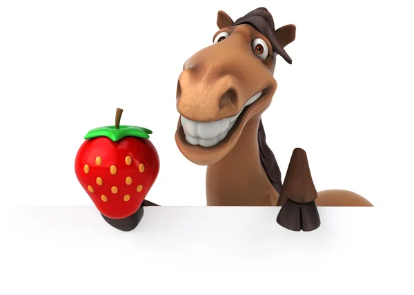 Pferd mit Karte und Erdbeere — Stockfoto