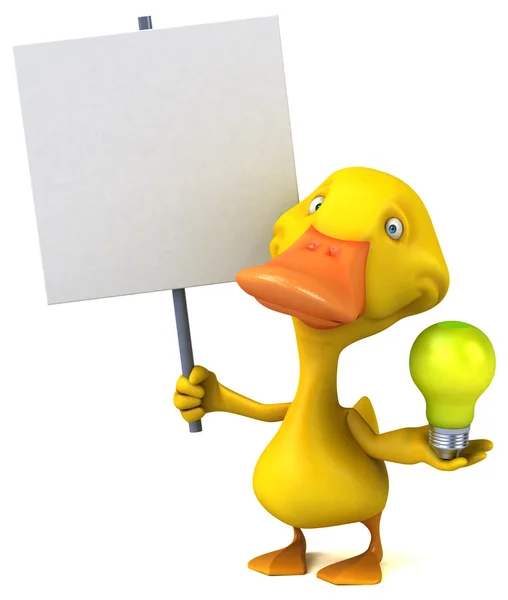 Duck holding card and light bulb — Stock Photo, Image