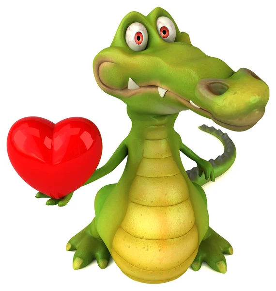 Crocodile holding heart — Stock Photo, Image