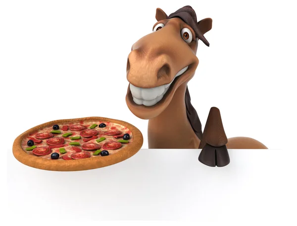 Кінь тримає карту і піцу — стокове фото