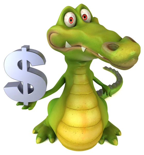 Krokodyl gospodarstwa znak dolara — Zdjęcie stockowe
