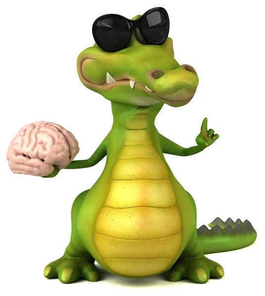 Cérebro segurando crocodilo — Fotografia de Stock