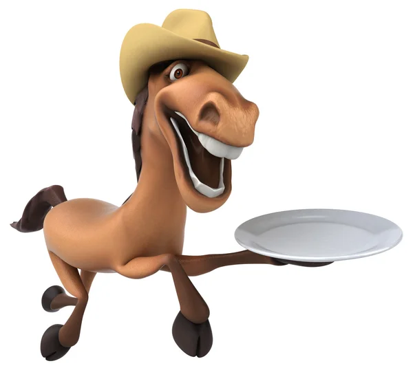 Horse holding plate — Stock Photo, Image