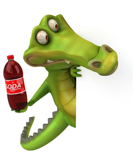 Crocodile holding wine — стоковое фото