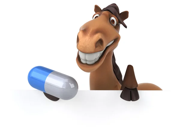Pferd mit Karte und Pille — Stockfoto