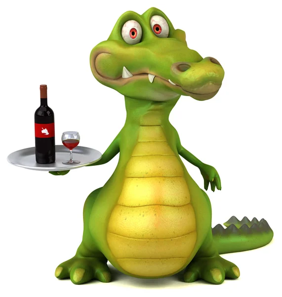 Крокодил холдингу вина — стокове фото