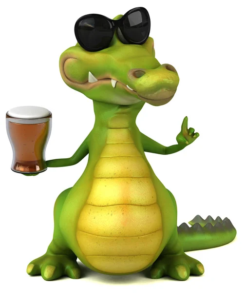 Krokodyl gospodarstwa piwa — Zdjęcie stockowe