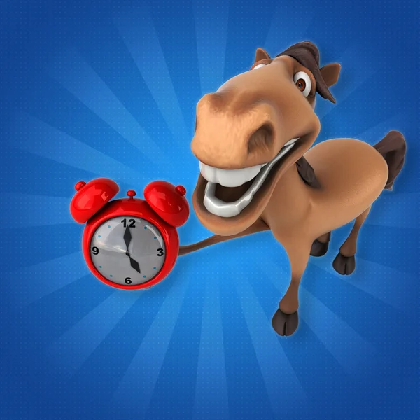 Pferd hält Uhr — Stockfoto