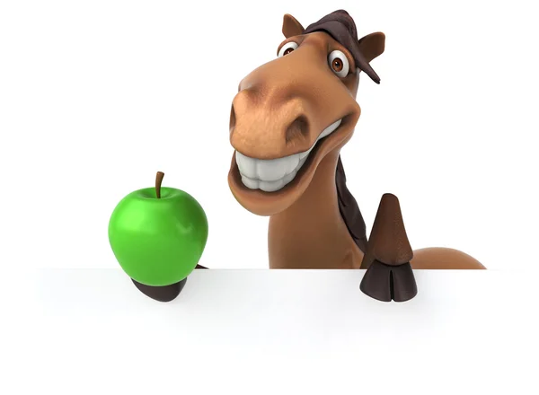 Cavallo in possesso di carta e mela — Foto Stock