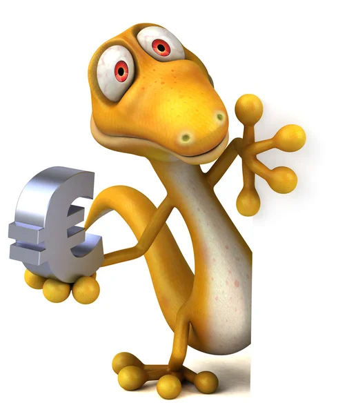 Lizard holding euro — Stock Photo, Image