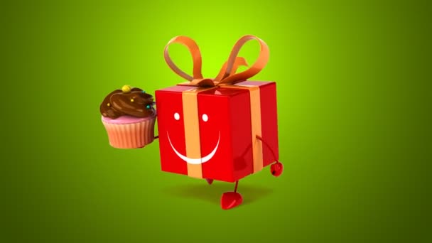 Regalo divertido con cupcake — Vídeos de Stock